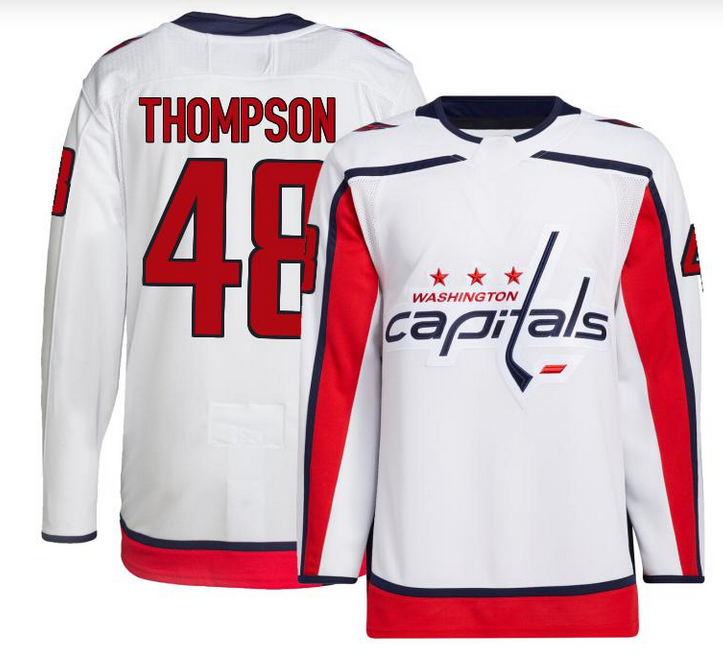 Washington Capitals #48 Logan Thompson Authentic White Away Jersey Washington Capitals #48 Logan Thompson Authentic White Away Jersey