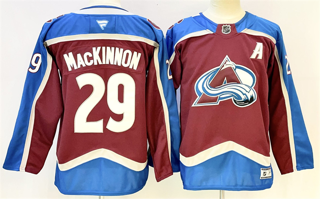 Colorado Avalanche #29 Nathan MacKinnon Burgundy 2024-25 With A Patch Stitched Jersey Colorado Avalanche #29 Nathan MacKinnon Burgundy 2024-25 With A Patch Stitched Jersey