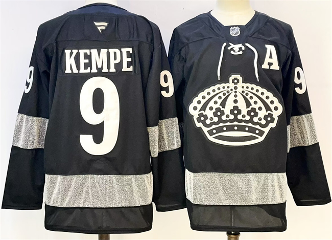 Los Angeles Kings #9 Adrian Kempe Black With A Patch Alternate Stitched Hockey Jersey Los Angeles Kings #9 Adrian Kempe Black With A Patch Alternate Stitched Hockey Jersey