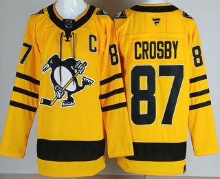 Pittsburgh Penguins #87 Sidney Crosby Yellow Alternate Authentic Jersey Pittsburgh Penguins #87 Sidney Crosby Yellow Alternate Authentic Jersey