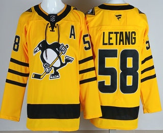 Pittsburgh Penguins #58 Kris Letang Yellow Alternate Authentic Jersey Pittsburgh Penguins #58 Kris Letang Yellow Alternate Authentic Jersey