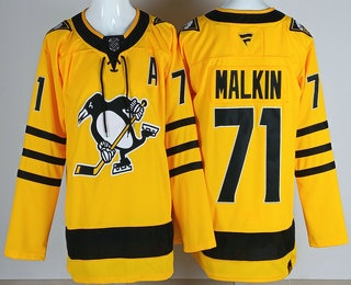 Pittsburgh Penguins #71 Evgeni Malkin Yellow Alternate Authentic Jersey Pittsburgh Penguins #71 Evgeni Malkin Yellow Alternate Authentic Jersey