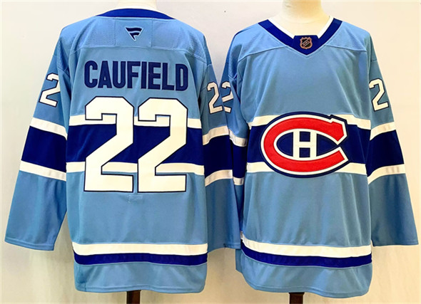 Montreal Canadiens #22 Cole Caufield Blue 2024-25 Reverse Retro Stitched Jersey Montreal Canadiens #22 Cole Caufield Blue 2024-25 Reverse Retro Stitched Jersey