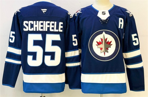 Winnipeg Jets #55 Mark Scheifele Navy 2024-25 With A Patch Home Stitched Hockey Jersey Winnipeg Jets #55 Mark Scheifele Navy 2024-25 With A Patch Home Stitched Hockey Jersey