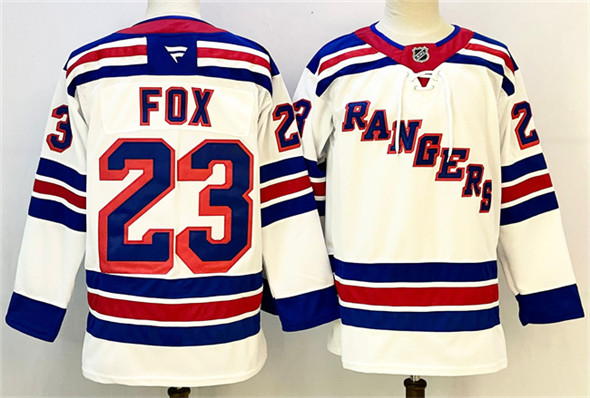 New York Rangers #23 Adam Fox White 2024-25 Away Stitched Hockey Jersey New York Rangers #23 Adam Fox White 2024-25 Away Stitched Hockey Jersey