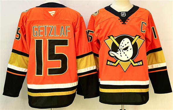 Anaheim Ducks #15 Ryan Getzlaf Orange Black 2024-25 With C Patch Stitched Jersey Anaheim Ducks #15 Ryan Getzlaf Orange Black 2024-25 With C Patch Stitched Jersey