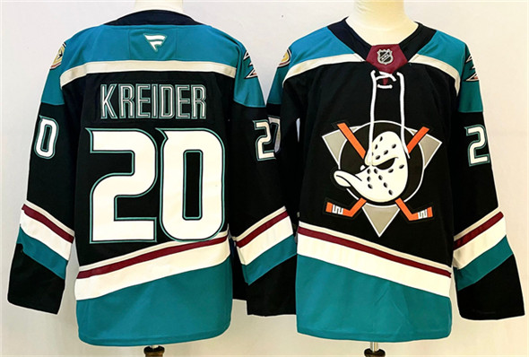 Anaheim Ducks #20 Chris Kreider Black Teal 2024-25 Stitched Jersey Anaheim Ducks #20 Chris Kreider Black Teal 2024-25 Stitched Jersey