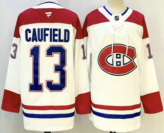 Montreal Canadiens #13 Cole Caufield White Authentic Jersey Montreal Canadiens #13 Cole Caufield White Authentic Jersey