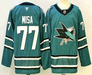 San Jose Sharks #77 Michael Misa Teal Authentic Jersey San Jose Sharks #77 Michael Misa Teal Authentic Jersey