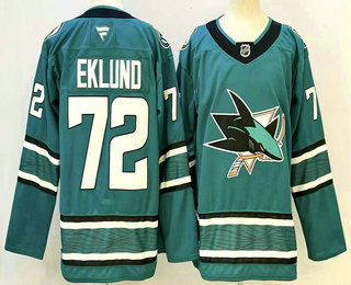 San Jose Sharks #72 William Eklund Teal Authentic Jersey San Jose Sharks #72 William Eklund Teal Authentic Jersey