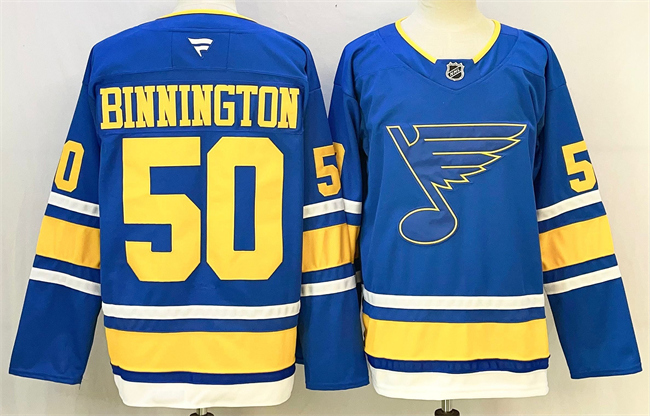 St. Louis Blues #50 Jordan Binnington Blue 2025 Stitched Hockey Jersey St. Louis Blues #50 Jordan Binnington Blue 2025 Stitched Hockey Jersey