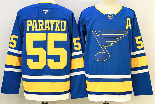 St. Louis Blues #55 Colton Parayko Blue 2025 With A Patch Stitched Hockey Jersey St. Louis Blues #55 Colton Parayko Blue 2025 With A Patch Stitched Hockey Jersey