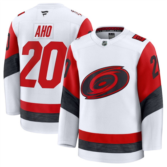 Carolina Hurricanes #20 Sebastian Aho White 2025 Away Stitched Hockey Jersey Carolina Hurricanes #20 Sebastian Aho White 2025 Away Stitched Hockey Jersey