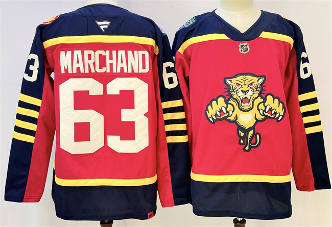 Florida Panthers #63 Brad Marchand Red 2026-2026 Winter Classic Stitched Hockey Jersey Florida Panthers #63 Brad Marchand Red 2026-2026 Winter Classic Stitched Hockey Jersey