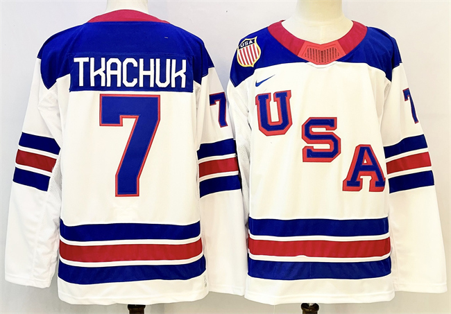 USA #7 Brady Tkachuk White 2025-2026 Stitched Jersey USA #7 Brady Tkachuk White 2025-2026 Stitched Jersey