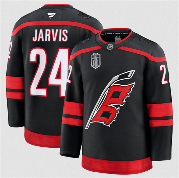Carolina Hurricanes #24 Seth Jarvis Black 2026 Stanley Cup Final Home Premium Hockey Stitched Jersey Carolina Hurricanes #24 Seth Jarvis Black 2026 Stanley Cup Final Home Premium Hockey Stitched Jersey