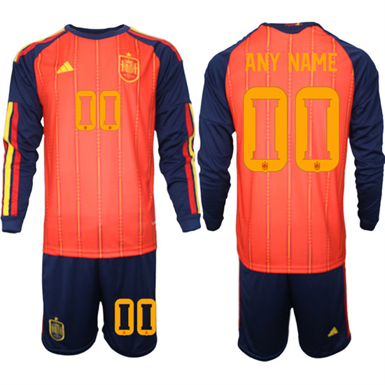 Spain Custom Any Name And Number National Team FIFA x World Cup 2026 Long Sleeve Home Red On Field Jerseys Spain Custom Any Name And Number National Team FIFA x World Cup 2026 Long Sleeve Home Red On Field Jerseys