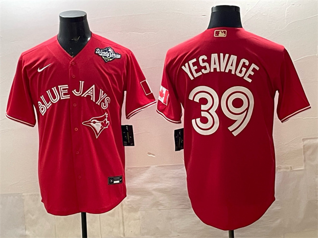 Toronto Blue Jays #39 Trey Yesavage Red 2025 World Series Cool Base Stitched Baseball Jersey Toronto Blue Jays #39 Trey Yesavage Red 2025 World Series Cool Base Stitched Baseball Jersey