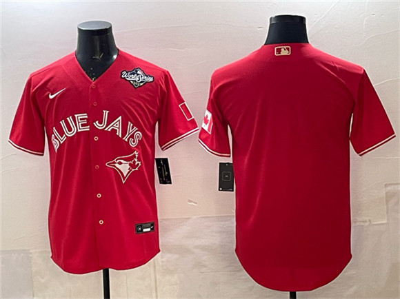 Toronto Blue Jays Blank Red 2025 World Series Home Cool Base Stitched Baseball Jersey