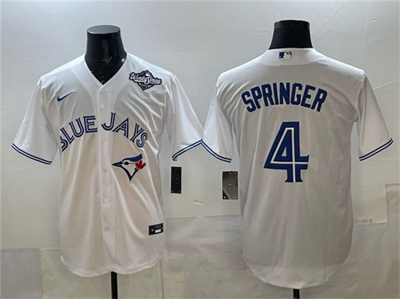 Toronto Blue Jays #4 George Springer White 2025 World Series Home Cool Base Stitched Baseball Jersey Toronto Blue Jays #4 George Springer White 2025 World Series Home Cool Base Stitched Baseball Jersey