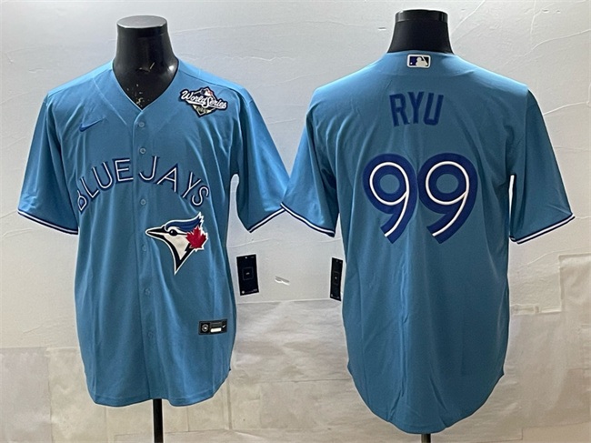 Toronto Blue Jays #99 Hyun-jin Ryu Blue 2025 World Series Cool Base Stitched Baseball Jersey Toronto Blue Jays #99 Hyun-jin Ryu Blue 2025 World Series Cool Base Stitched Baseball Jersey