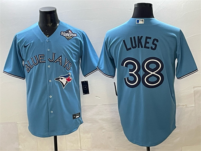 Toronto Blue Jays #38 Nathan Lukes Blue 2025 World Series Cool Base Stitched Baseball Jersey Toronto Blue Jays #38 Nathan Lukes Blue 2025 World Series Cool Base Stitched Baseball Jersey