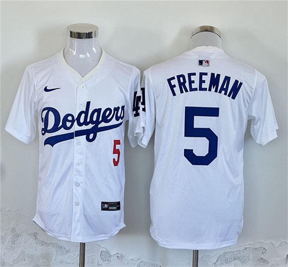 Los Angeles Dodgers #5 Freddie Freeman White Home Limited Stitched Baseball Jersey