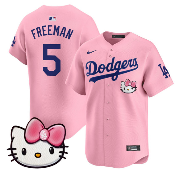 Los Angeles Dodgers #5 Freddie Freeman Pink 2025 Hello Kitty Vapor Limited Stitched Baseball Jersey