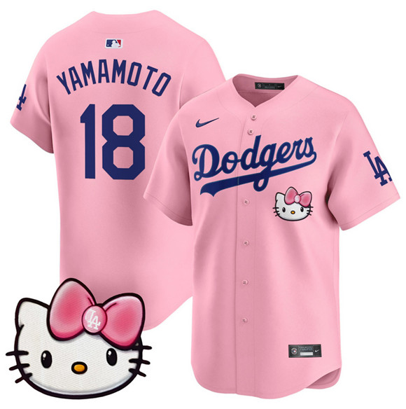 Los Angeles Dodgers #18 Yoshinobu Yamamoto Pink 2025 Hello Kitty Vapor Limited Stitched Baseball Jersey