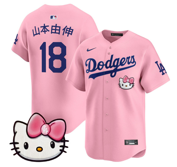 Los Angeles Dodgers #18 ??????? Pink 2025 Hello Kitty Vapor Limited Stitched Baseball Jersey