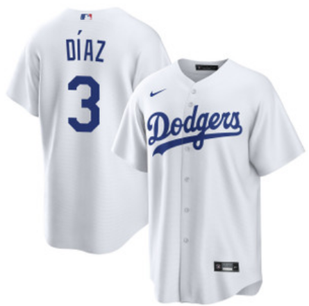Los Angeles Dodgers #3 Edwin Diaz White Cool Base Stitched Baseball Jersey