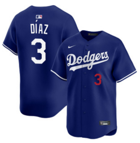 Los Angeles Dodgers #3 Edwin Diaz Royal Cool Base Stitched Baseball Jersey