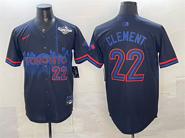 Toronto Blue Jays #22 Ernie Clement Navy 2025 World Series City Connect Limited Stitched Baseball Jersey