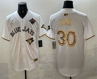 Toronto Blue Jays #30 Alejandro Kirk White Gold 2025 American League Champions Limited Stitched Jersey