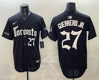Toronto Blue Jays #27 Vladimir Guerrero Jr Black Gothic North Edition Limited Stitched Baseball Jersey