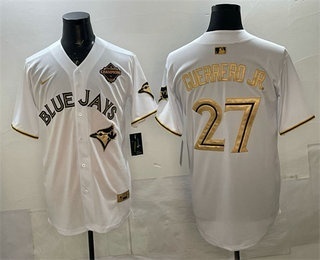 Toronto Blue Jays #27 Vladimir Guerrero Jr White Gold 2025 American League Champions Limited Stitched Jersey
