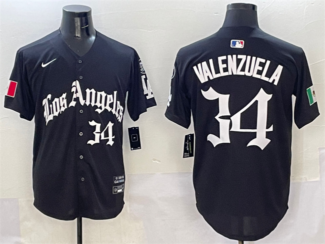 Los Angeles Dodgers #34 Fernando Valenzuela Black Mexico 2025 LA Gothic Style With Fernando Patch Vapor Premier Limited Stitched Baseball Jersey