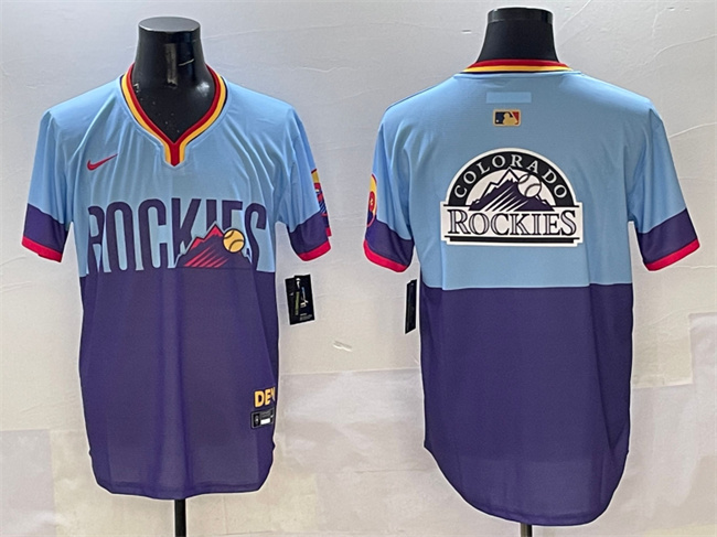 Colorado Rockies Team Big Logo Purple Light Blue 2025 City Connect Limited Stitched Baseball Jersey