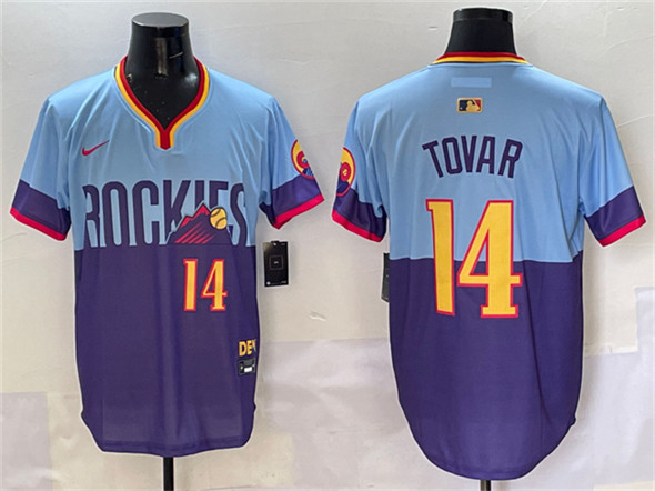 Colorado Rockies #14 Ezequiel Tovar Purple Light Blue 2025 City Connect Limited Stitched Baseball Jersey