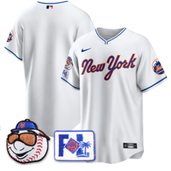 New York Mets Blank White 2025 Spring Training Stitched Baseball Jersey