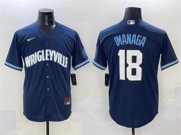 Chicago Cubs #18 Shota Imanaga Navy City Connect Stitched Baseball Jersey