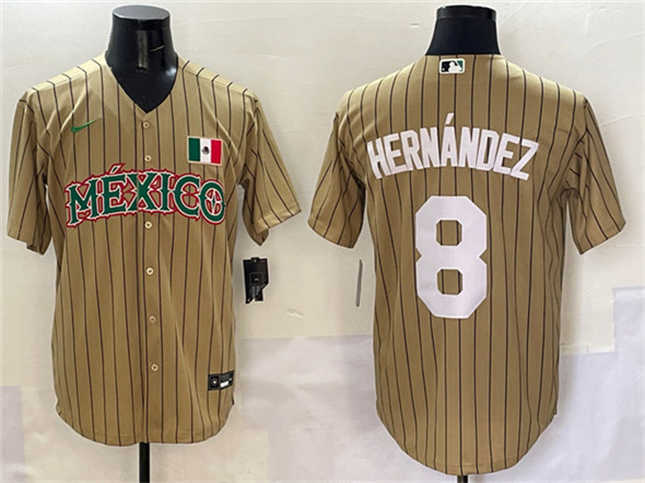 Mexico Baseball #8 Enrique Hernandez Tan 2023 World Baseball Classic Stitched Jersey