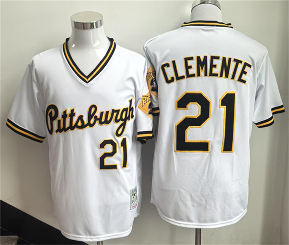 Pittsburgh Pirates #21 Roberto Clemente White Stitched Baseball Jersey