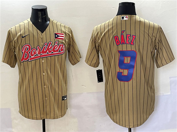 Puerto Rico Baseball #9 Javier Baez Tan 2023 World Baseball Classic Stitched Jersey