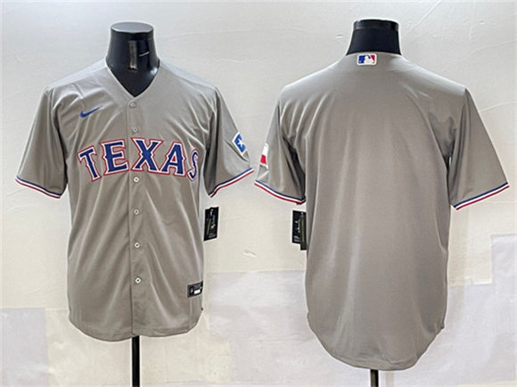 Texas Rangers Blank Gray With Patch Cool Base Stitched Baseball Jersey
