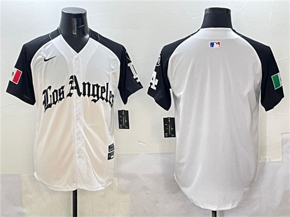 Los Angeles Dodgers Blank Team Big Logo White Black Mexico 2025 LA Gothic Style With Fernando Patch Vapor Premier Limited Stitched Baseball Jersey