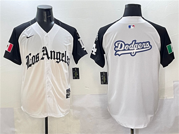 Los Angeles Dodgers Team Big Logo White Black Mexico 2025 LA Gothic Style With Fernando Patch Vapor Premier Limited Stitched Baseball Jersey