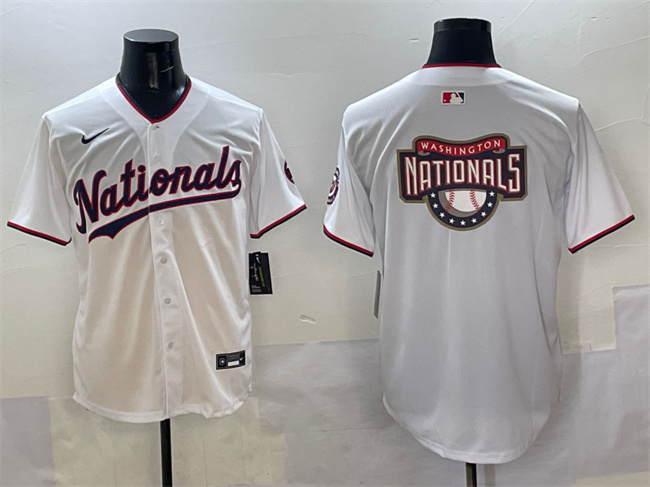 Washington Nationals Team Big Logo White Limited Stitched Baseball Jersey