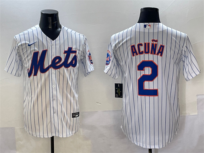New York Mets #2 Luisangel Acuna White Cool Base Stitched Baseball Jersey