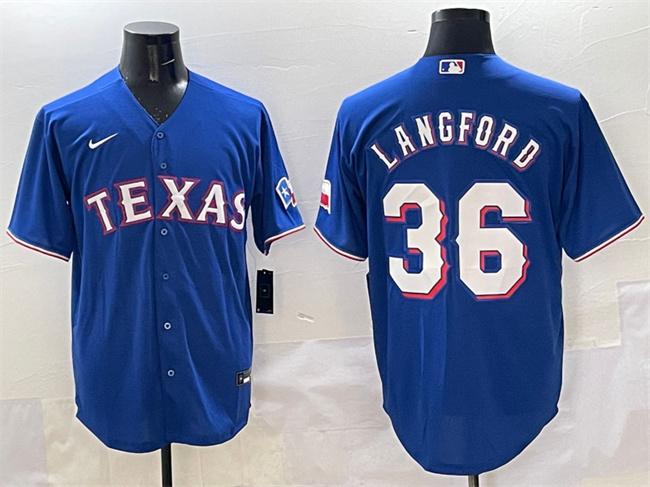 Texas Rangers #36 Wyatt Langford Royal Cool Base Limited Stitched Baseball Jersey